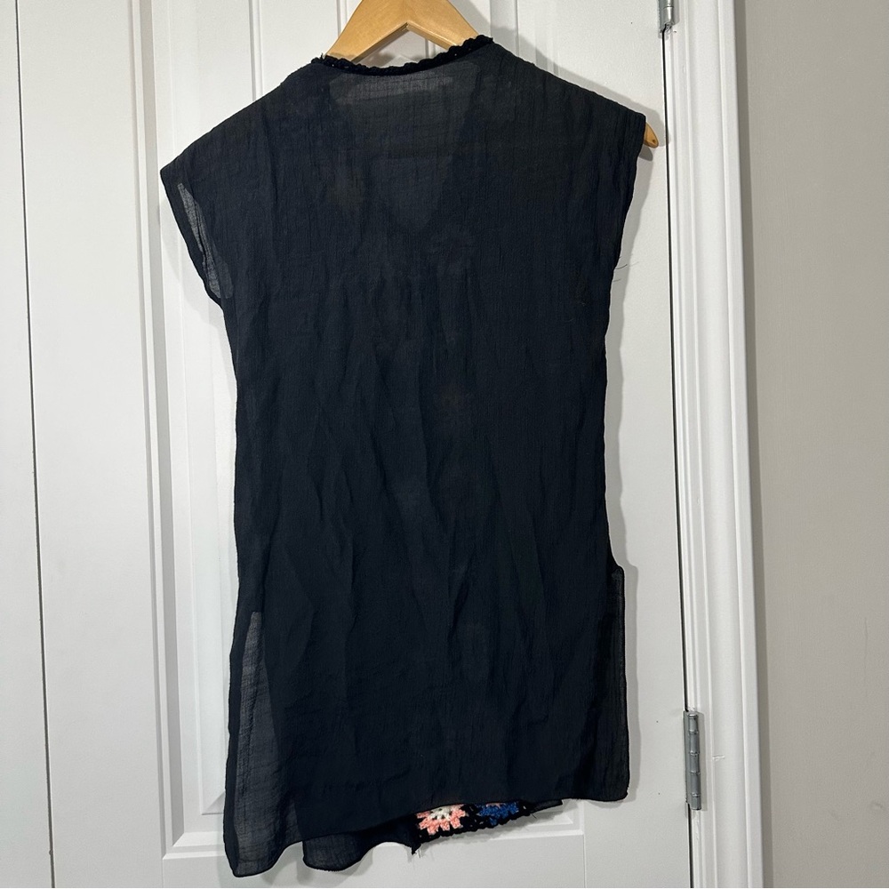 Source Unknown Black Sleeveless Swim Coverup with Multicolor Crochet Accents - Picture 2 of 6